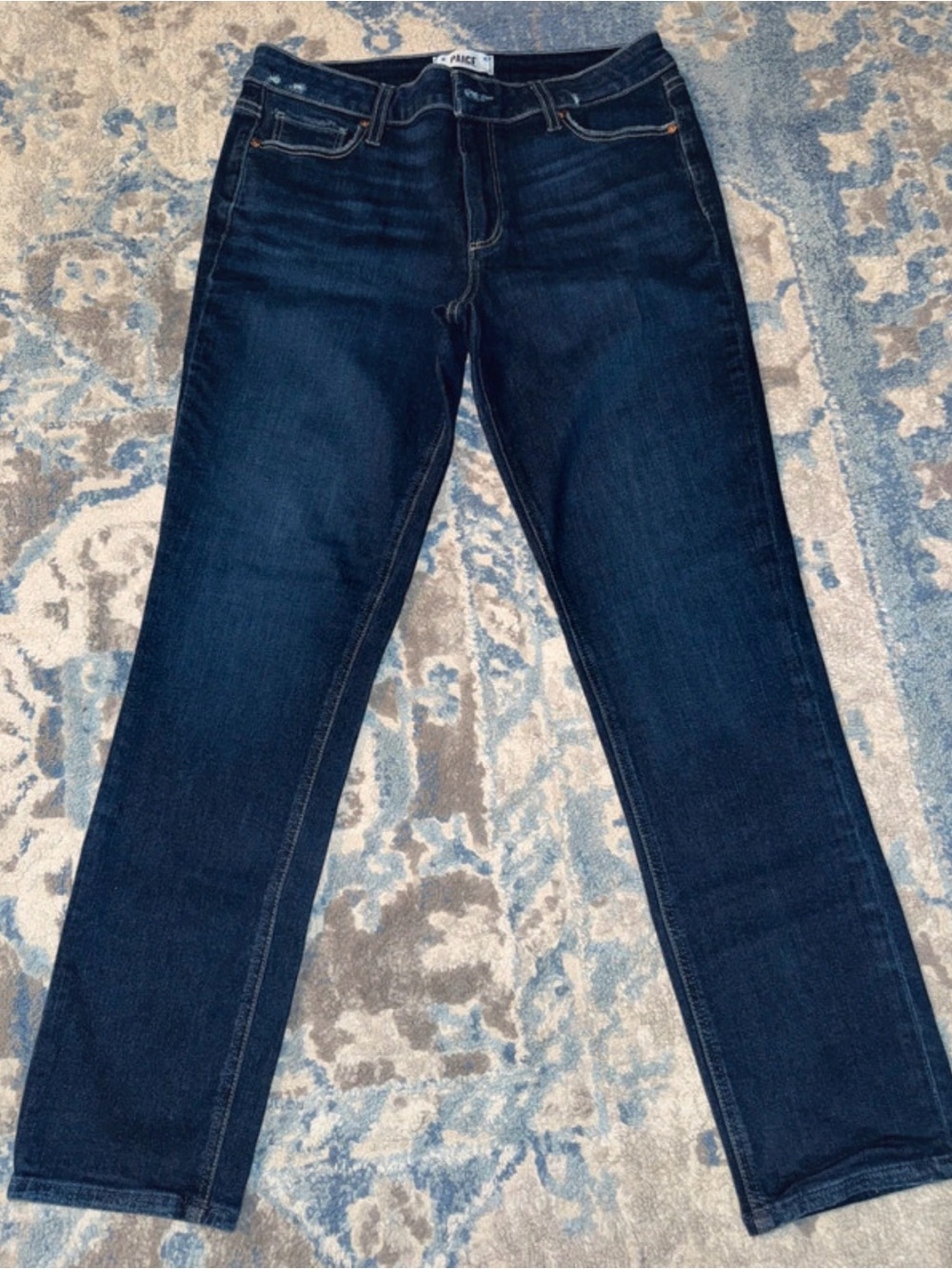 PAIGE Dark Blue Straight Leg Jeans